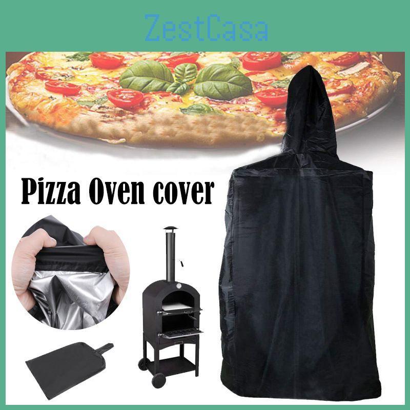 Sturdy Weatherproof Black Pizza Oven Cover For All-season Outdoor Bbq Shielding