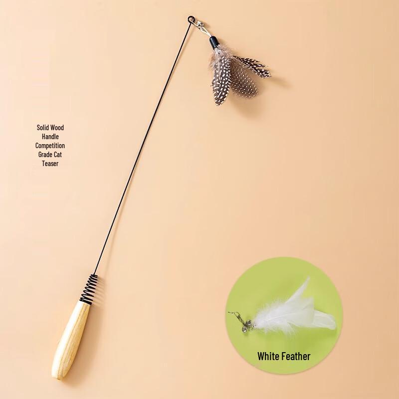 Cat Teaser Wand with Feather Refill Set