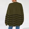 Women's Fashion Stripe Coats Long Sleeved Knitted Casual Cardigan Sweater Jacket