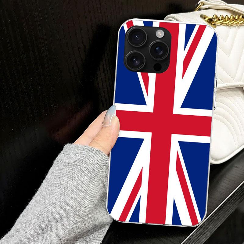 Custodia Bandiera Union Jack Inghilterra UK per iPhone 17 Air 16 16E 15 14 11 Pro Max Cover Morbida per Telefono 12 13 Mini 7 SE 2020 8 Silicone Nero