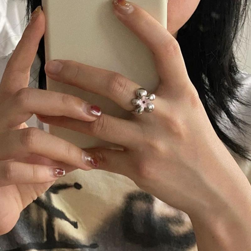 Trendy Flower Ring Delicate Adjustable Finger Ring Fashion Party Jewelry Geometric Aesthetic Open Ring for Wedding Gift