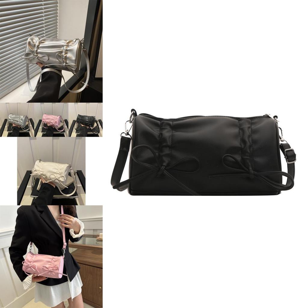 Chic Pu Leather Shoulder And Crossbody Bag With Bowknot For Women In Trendy Spring 2024 Design