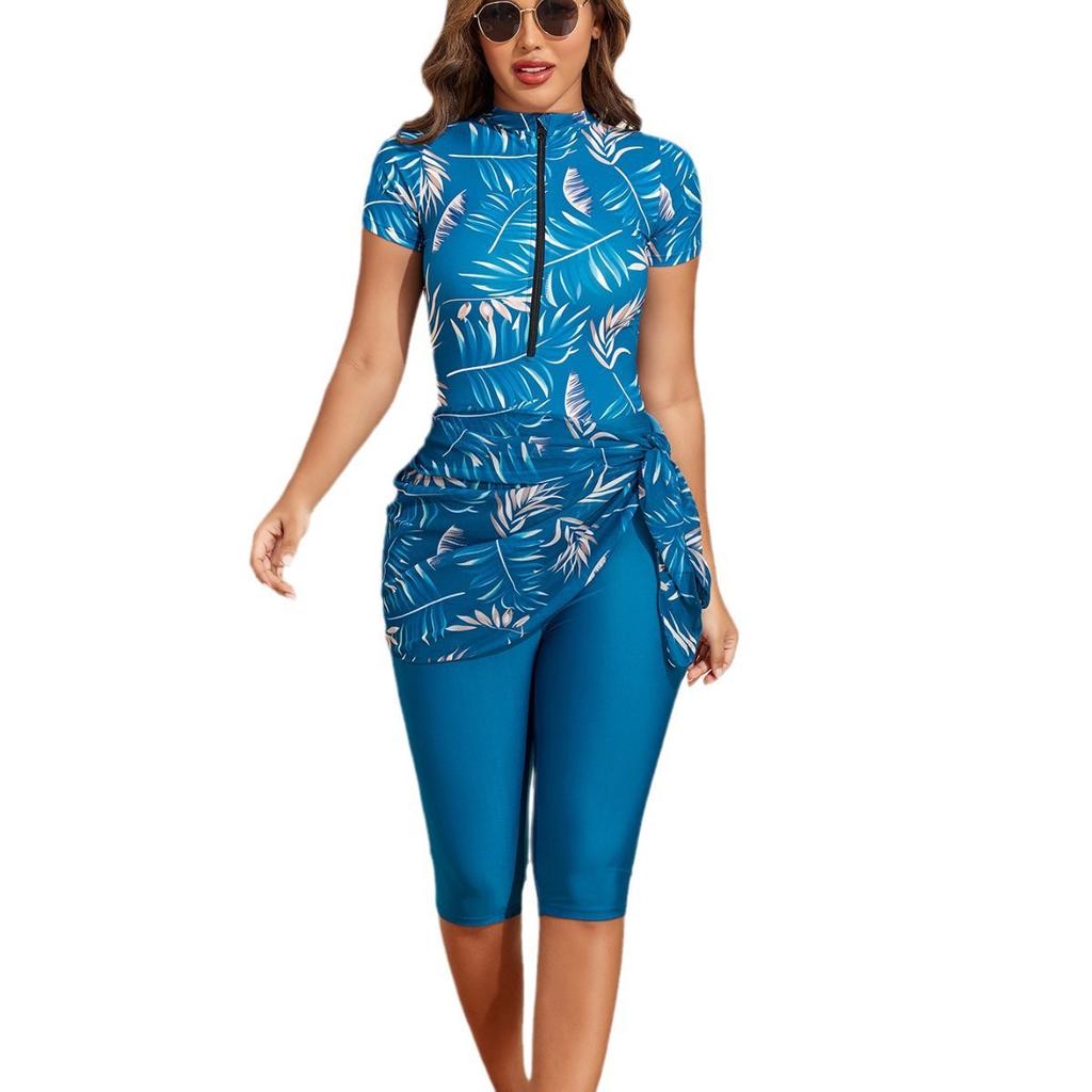 Costume da Bagno Estivo da Donna a Tre Pezzi Stampato con Pantaloncini Corti e Copricostume Gonna da Spiaggia Costumi da Bagno Femminili Costumi da Bagno per Piscina