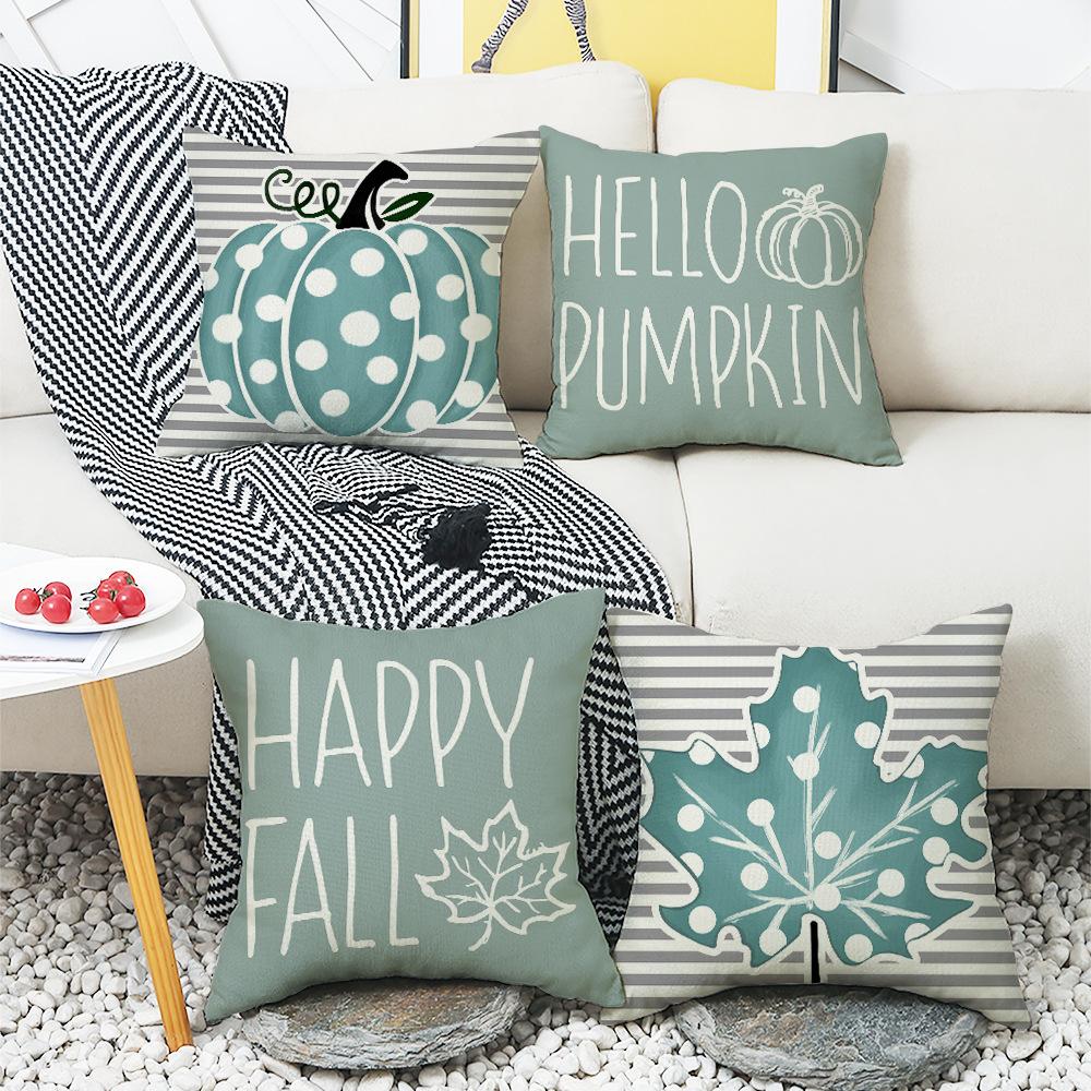 New Autumn Pillow Home Pumpkin Polka Dot Striped Maple Leaf Thanksgiving Sofa Pillow Cover