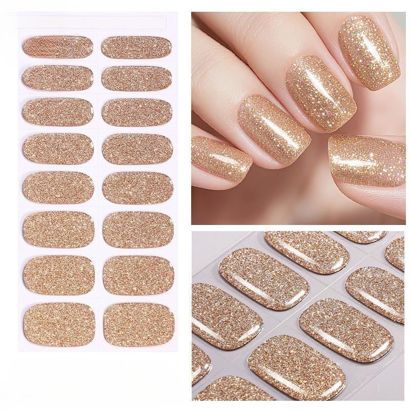 New Semi-cured Gel Nail Stickers with Glitter, Pure Glitter, and Whitening Effect; Semi-cured UV Nail Stickers.