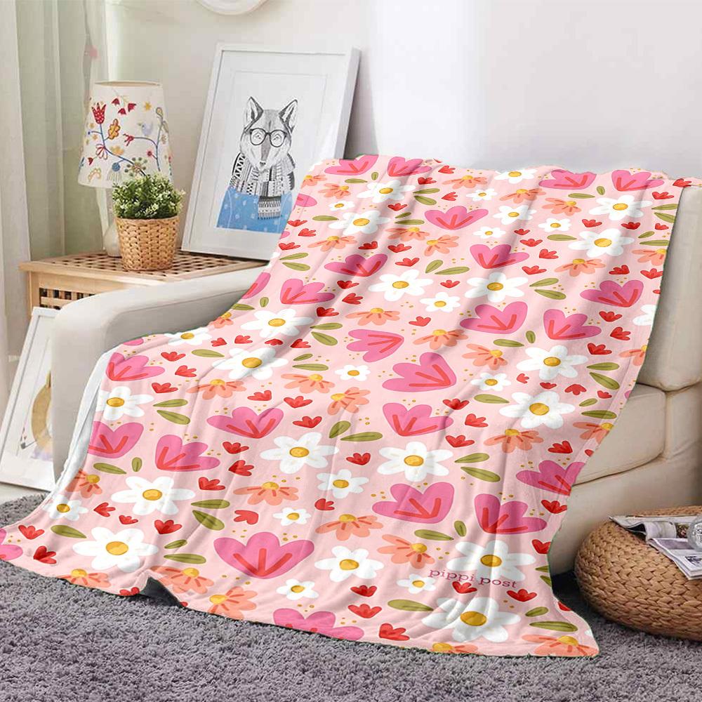 1pc Floral Pattern Lightweight Flannel Blanket, Comfortable and Warm Blanket, for Office and Camping Sofa Bed, Livingroom170