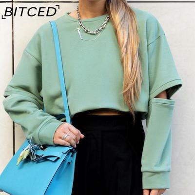 Fashion Simple Niche Crew-neck Print Loose Hoodie Woman