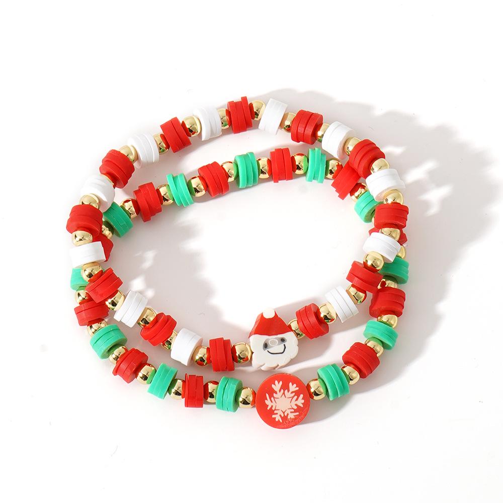 

Women s Christmas Polymer Clay Bracelet: Festive Multi-Element Design
