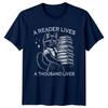 A Reader Lives A Thousand Lives TShirt Cat Librarian Book Lovers