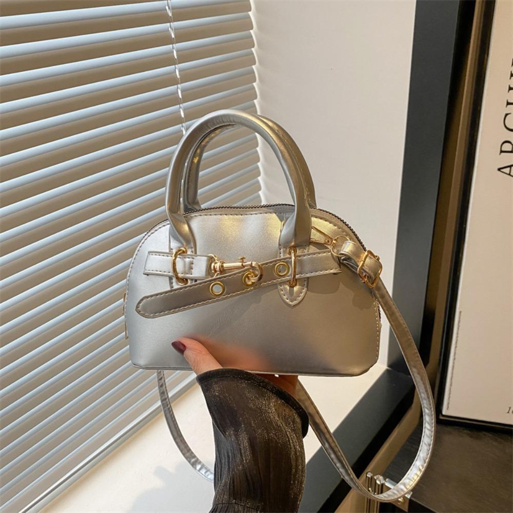 

Fashion Small Size Shoulder Bag Belt Buckle Design Handbags Top-handle Bags Solid Color Cross Body Bag Women