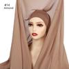 Solid Color Muslim Long Headscarf Bulit-In Magnets Women Chiffon Shawl Islamic Head Wrap  Summer