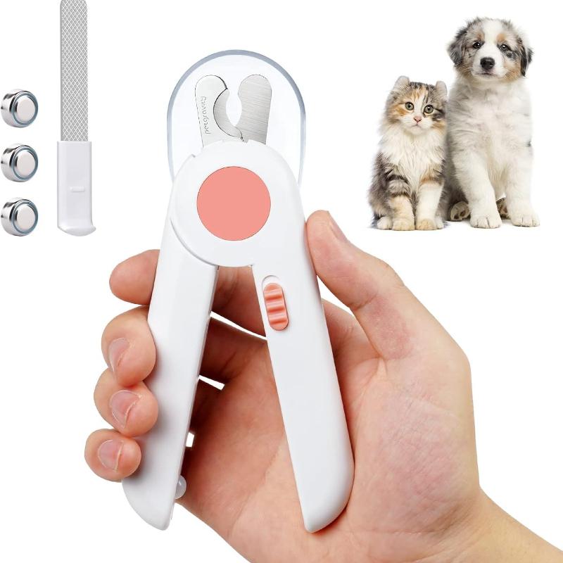 Dog Cat Pet Nail Clippers, Dog Nail Clippers and Trimmers with Safety Shield and LED Lights, Pet Toenail Clippers for Large, Medium and Small Pets,