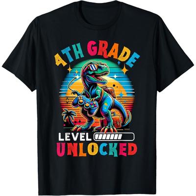 Dinosaur Boys Back To School 4th Grade Unlocked Video Games T-Shirt