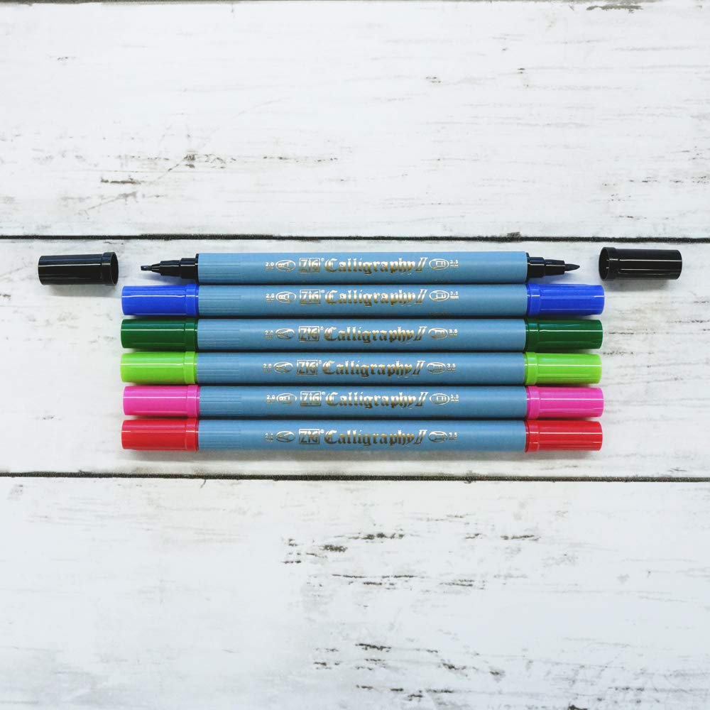 Kuretake ZIG Calligraphy II 6-Color Water-Based Pen Set TC-3100/6V