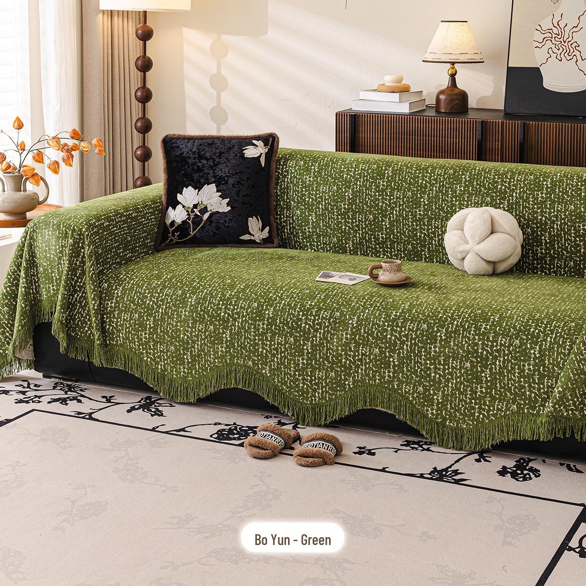 

2026 Universal Chenille Sofa Cover: All-Season One-Piece Living Room Solution 180x130 cm зелений