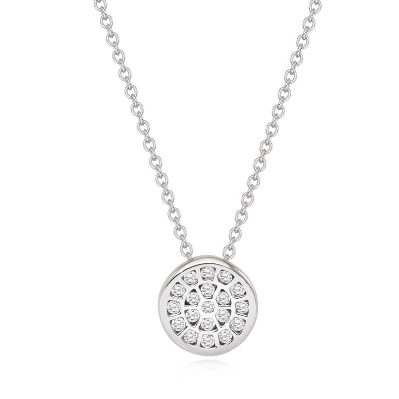 Tirrlirr Round Cubic White Silver Necklace Stnssvw04641M