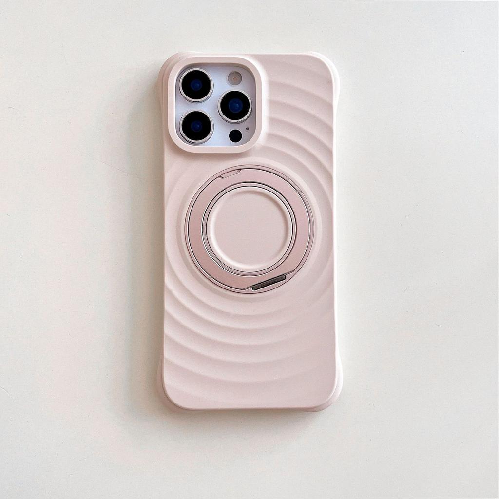 Applicable to iPhone17ProMax liquid silicone ripple mobile phone case 360 rotating bracket integrated touch all-inclusive