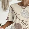 Women'S T-Shirt with Autumn Leaf Print, Featuring Pocket Design, Ideal for Daily Commuting
