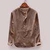 Men Shirt Stand Collar Solid Color Soft Single-breasted Buttons Breathable Long Sleeves Plus Size Casual Wear-resistant Men Tops for Daily Wear
