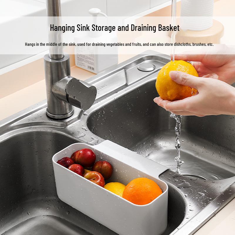 Hanging Sink Basket for Dish Drying, Food Scraps, and Vegetable Washing - Anti-Clog Design