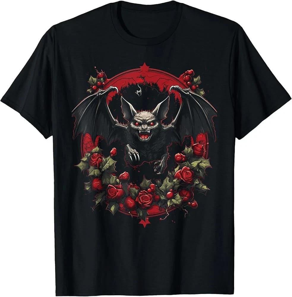 Vampire Bat Christmas T-Shirt – Spooky Xmas Holiday Funny Scary Graphic Tee 2XL