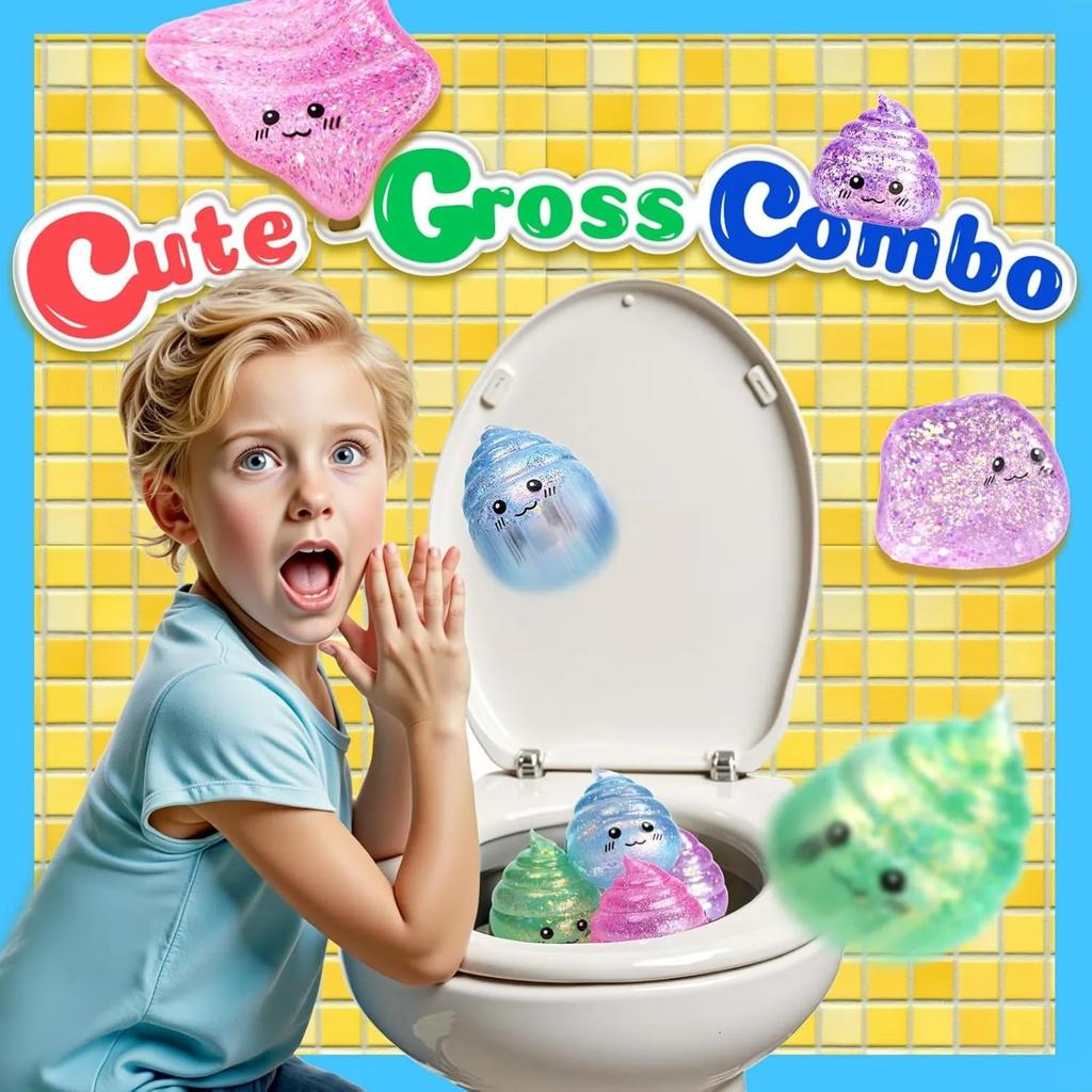 Novelty Squishy Poo Stress Ball Squishies Toy Glitter Funny Stretch Squeeze Fidget Toys For Adults Kids Fool'S Day Prank Gifts