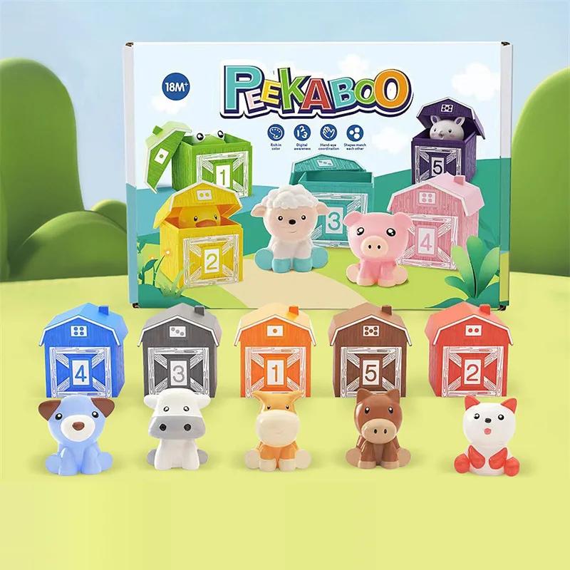 

Montessori Farm Animal House Finger Stall Toys, Kids Learning Toys, Baby Counting Matching & Classification Fine Motor Games