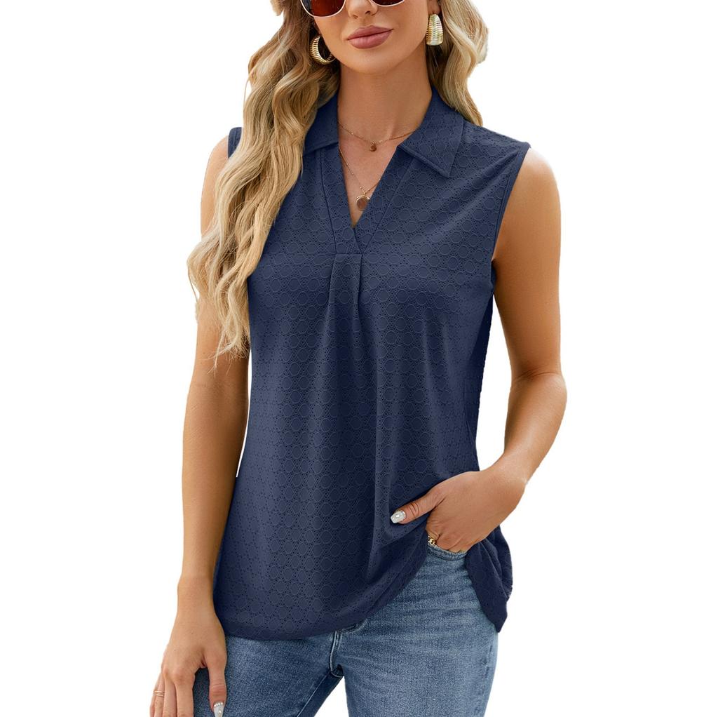 Women Fashion Color Sleeveless Tops V Neck Vest Tops
