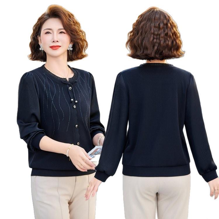 Elegant Spring-Autumn Knit T-shirt Set for Middle-Aged Women 2026
