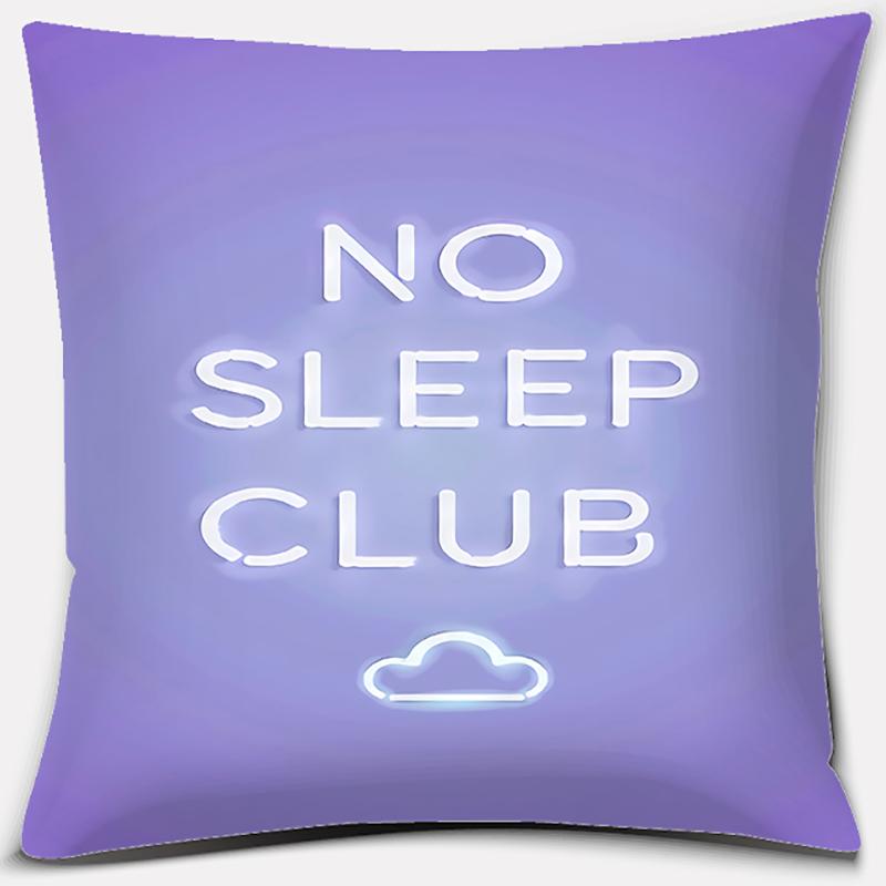 Purple Geometric Flower Text Printing Series Pattern Pillowcase Square Pillowcase Home Office Decoration Pillowcase