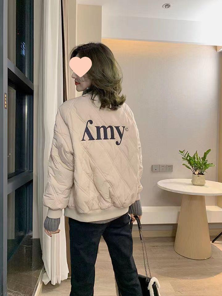Damen Steppstickerei Baseballjacke - Herbst/Winter 2025, Lockere Passform, Vielseitig, Altersreduzierend, Daunenmantel in Übergröße