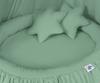 Set: hanging canopy for a children's room, nest with ruffle, pillows - sage