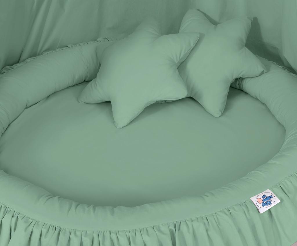 Set: hanging canopy for a children's room, nest with ruffle, pillows - sage