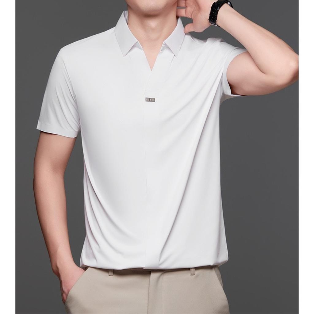 STORN New Men's Casual and Fashionable Solid Color Short Sleeved Polo Shirt Comfortable and Versatile Summer T-shirt