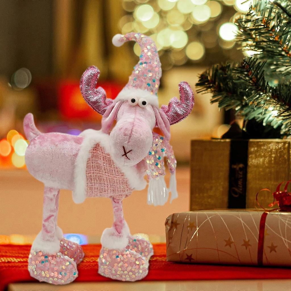 Christmas Elk Doll Standing Plush Doll Reindeer Plush Xmas Figurine Christmas