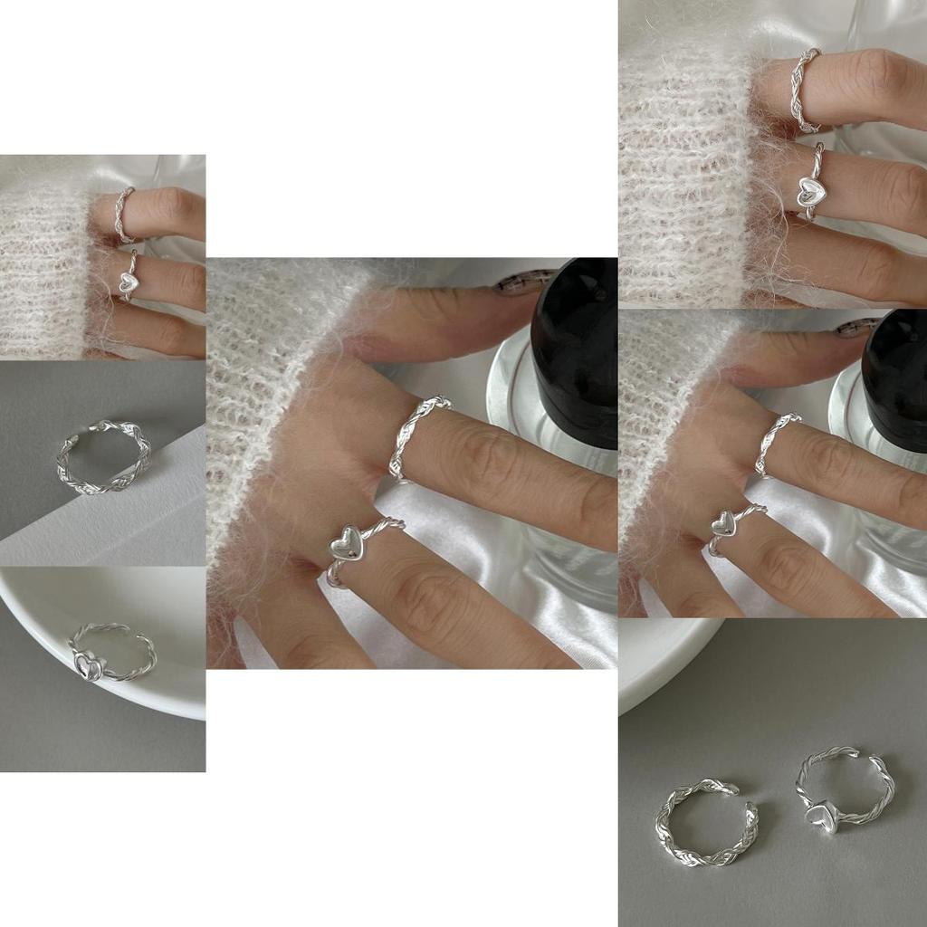 Chic Ins Style Heart Twisted Weave Ring For Women Adjustable Fashionable Accessory