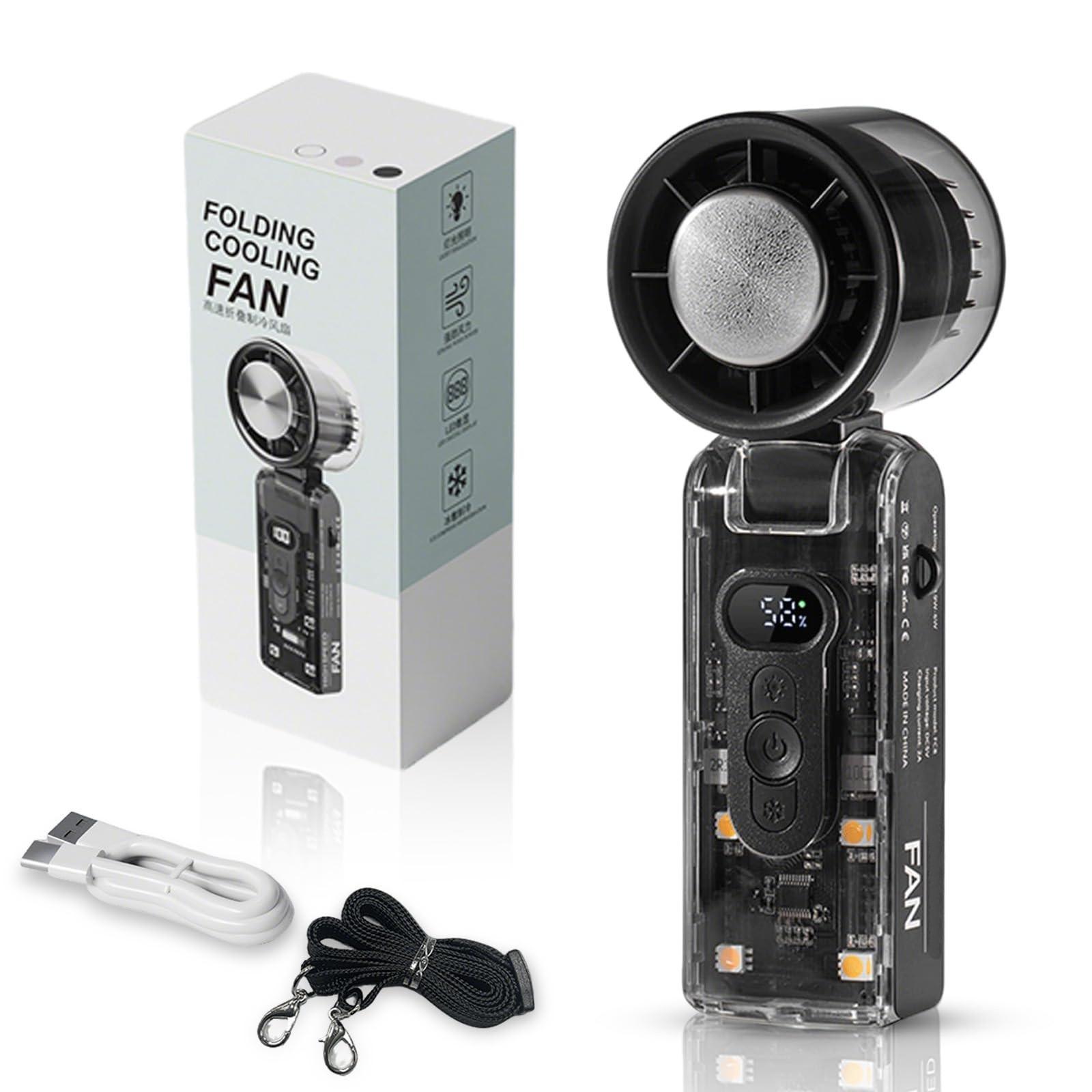 

Handheld Fan With Instant Plate And LED Light, High Speed Folding Fan One Size чорний