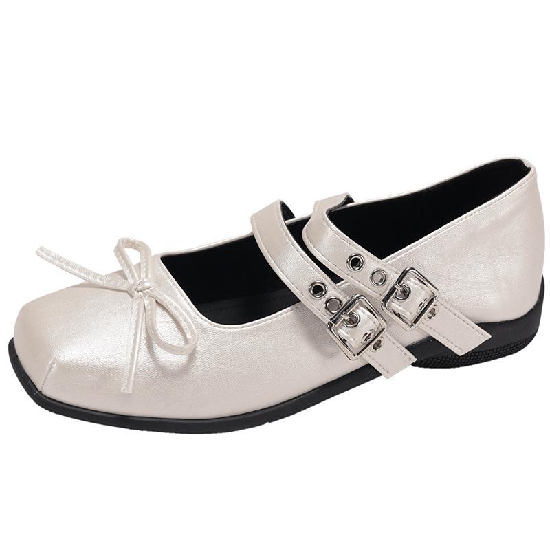 Black French Square Head Inner Height Increase Shallow Mouth Flat Sole Shoes Women's Summer 2025 New Skirt Height Increase Mary Jane Shoes
