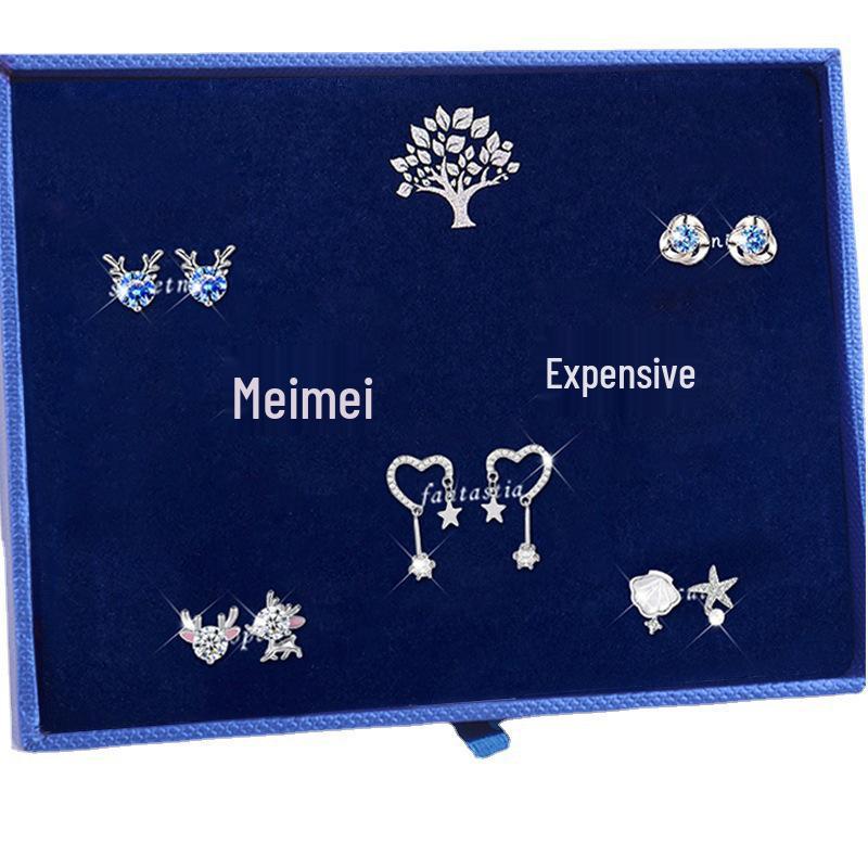 S925 Silber Hirsch Stecker & Hängeohrring Set: Schickes Weihnachts- & Geburtstagsgeschenk für Mädchen