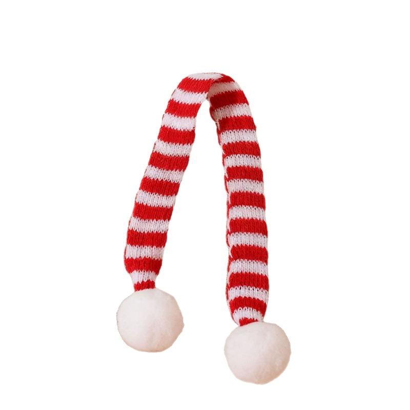 Écharpe Tricotée Chat de Noël, Boules de Fourrure Polyester, Jouets Décoratifs, Accessoires, Rayures, Écharpes pour Animaux