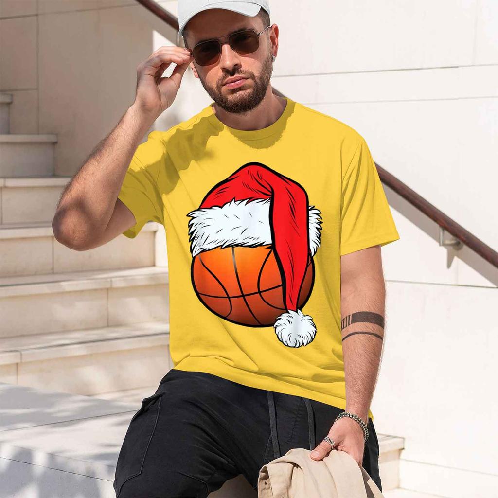Christmas Basketball Design Unisexs Tshirt Holiday Sports Theme Winter Season Gift For Basketball Fans 2026 New Model Shortsleev