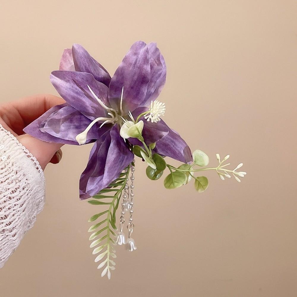 Perlenblume Haarspange Quaste Chinesischer Stil Haarclip Elegant Hanfu Haaraccessoires Mädchen