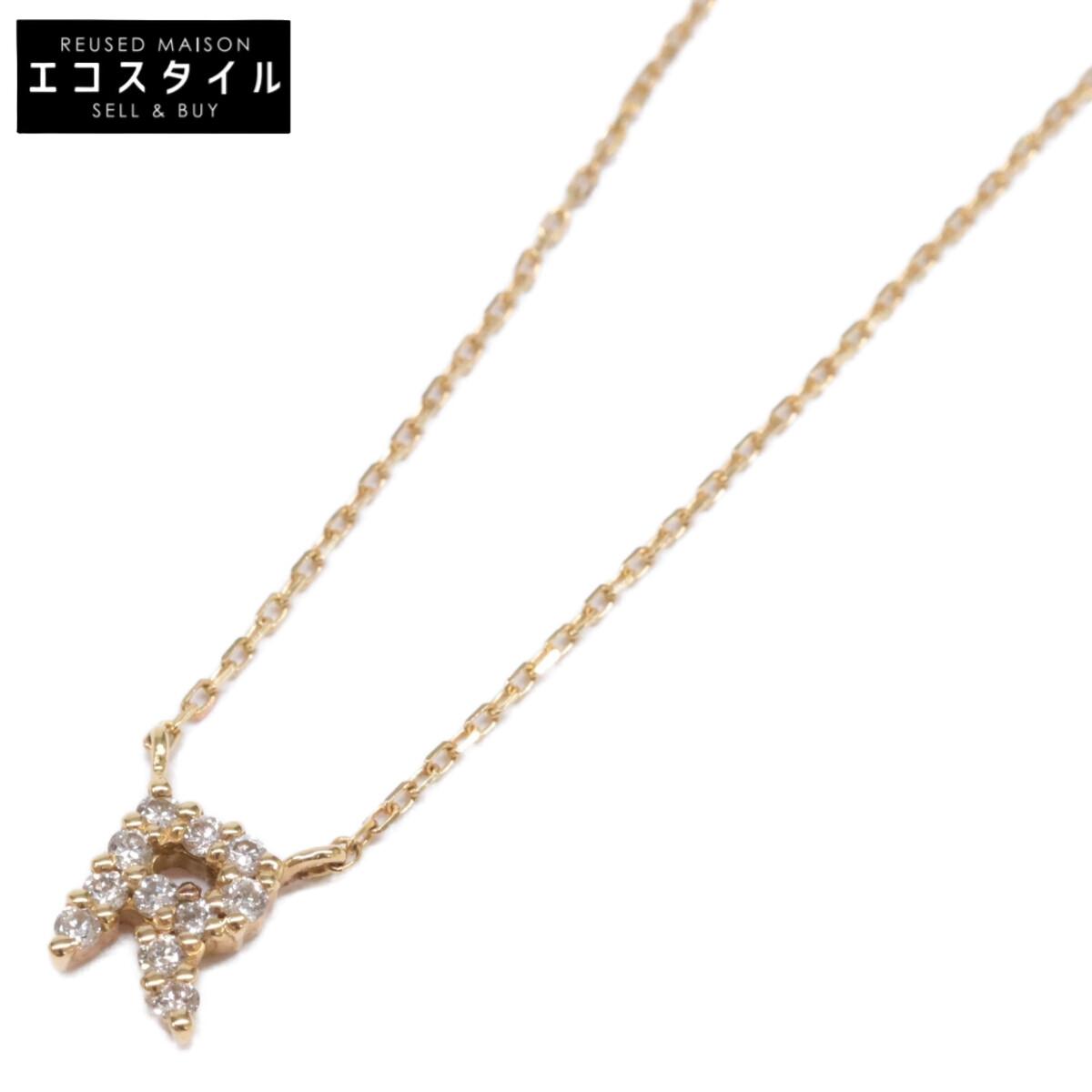 

ete [Excellent Condition] Lettered K18YG 0.05 Diamond R Necklace Yellow GoldUsed