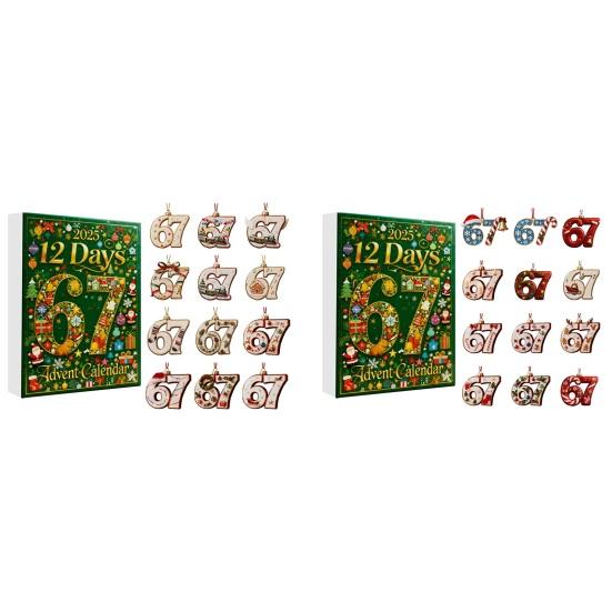 12-Day Christmas Advent Calendar with Acrylic Ornaments Easy-Open Windows Multifunctional Holiday Countdown Decoration for Kids Rooms And Cars