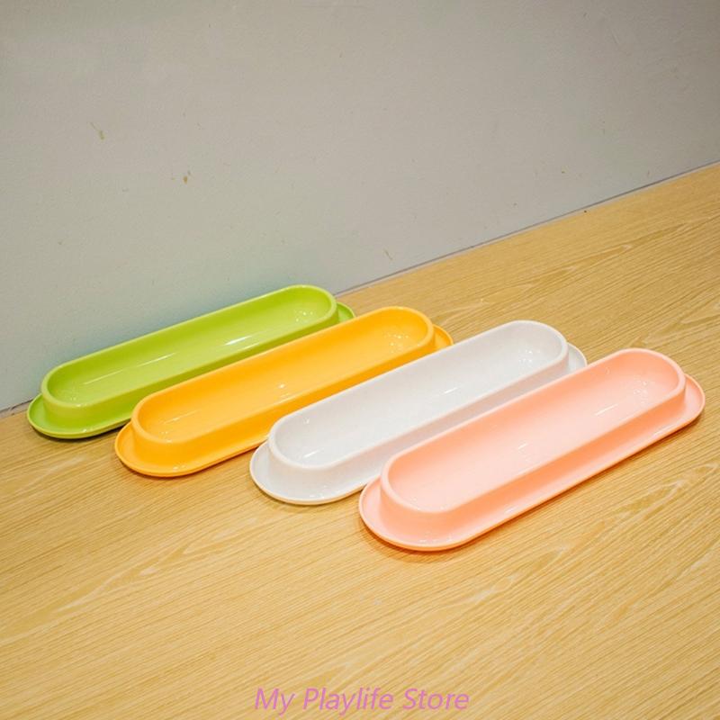 

15° Slanted Cat Bowl Neck Protection Anti-Vomiting Water Bowls 13.6 Long Single Dish for Multiple Kitten Small Dogs зелёный