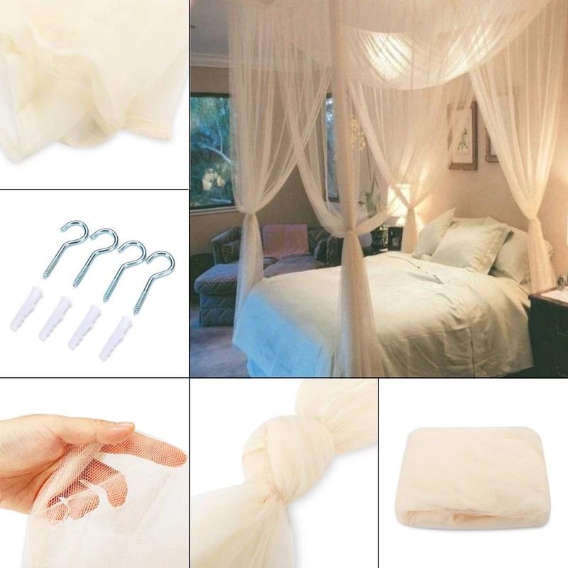 190*210*240cmSexy Mosquito Net Palace Four Door King/Queen Double Size Home Single Bed Prevent Insect Outdoor Square Grace White Canopy Net