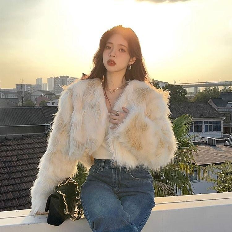 

Градиентное полушубок для женщин осенне-зимнего сезона, свободный и утолщенный, с роскошным и элегантным темпераментом. S