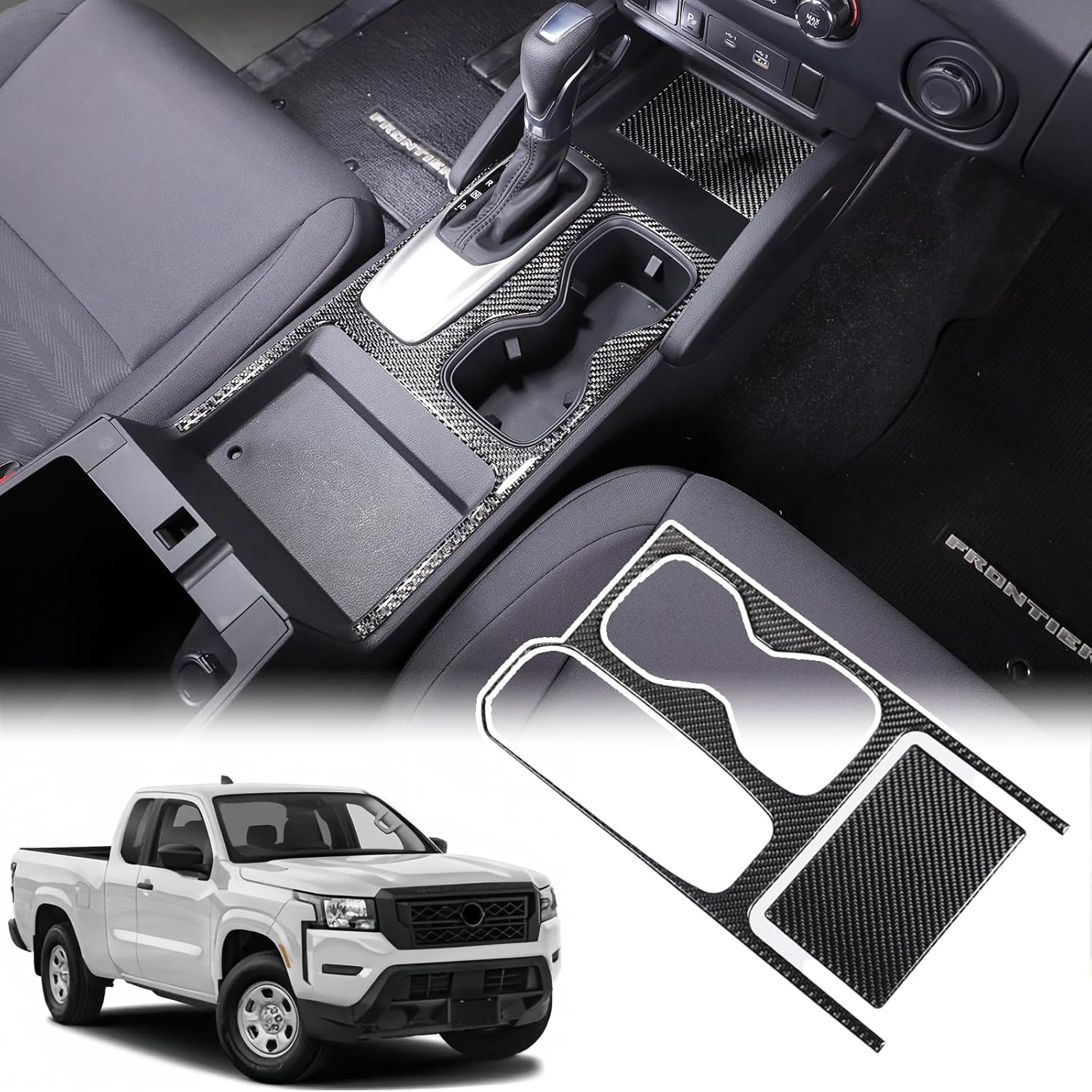 Car Center Control Gear Shift Panel Trim Cover Compatible with Nissan Frontier 2022-2024 Soft Carbon Fibers Gear Shifter Console Anti-Scratch Panel чёрный