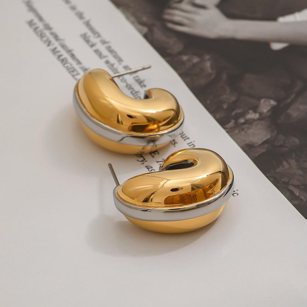 Youthway Edelstahl Halbleerer Tropfen Ohrring Metall Mädchen Alltagskleidung Modeschmuck Accessoires Geschenk