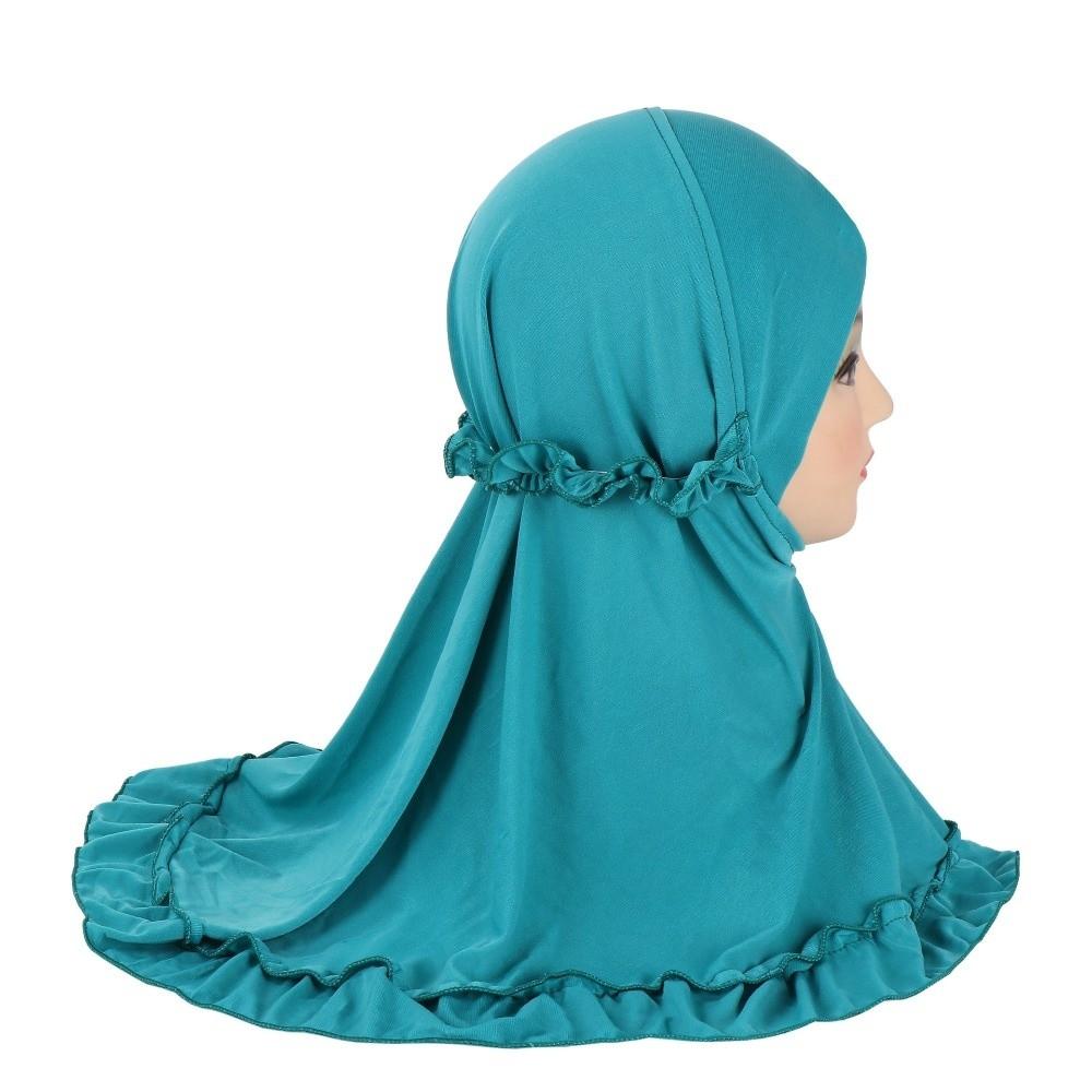 With Crinkles Ruffled Hem Hijab Soft Turban Caps Elegant Girl's Head Scarf Eid Al-Fitr